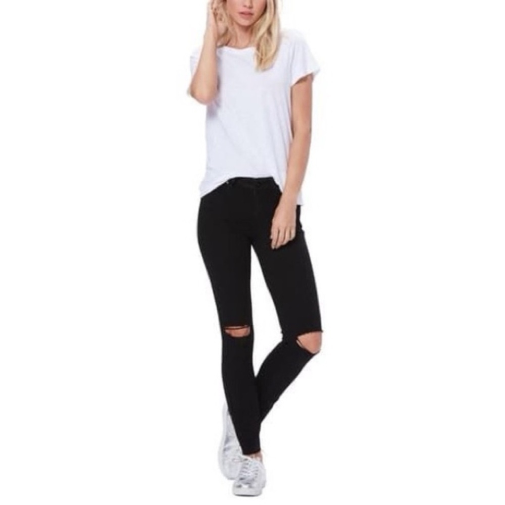 Women’s Paige Verdugo Ankle Black Distressed Jeans - Size 26